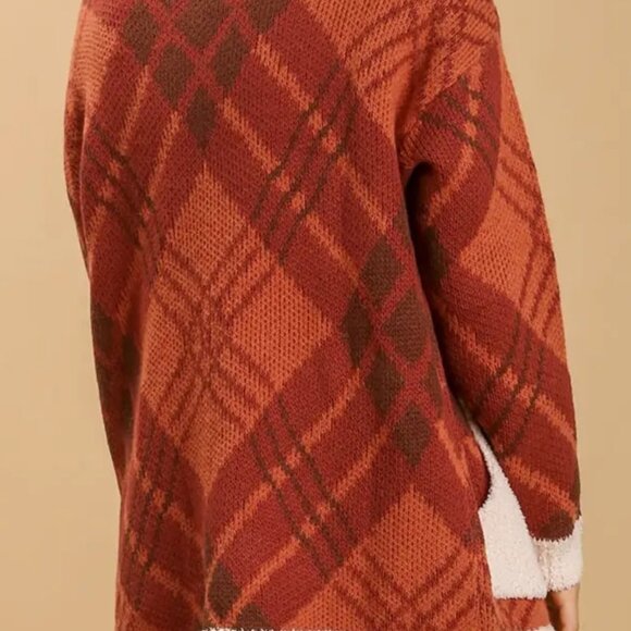 NWT Umgee+  Oversized Lightweight Pockets Casual Sherpa Accented Autumn Sweater - Picture 7 of 9